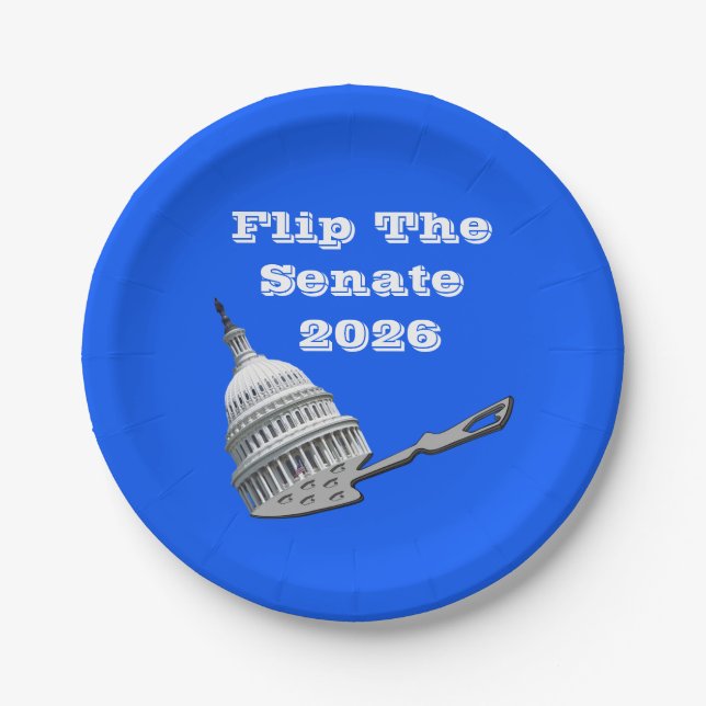 Assiettes En Carton Flip The Senate Vote Blue 2026 (Devant)