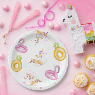 Assiettes En Carton Floatie Pool Party Anniversaire Plaques papier