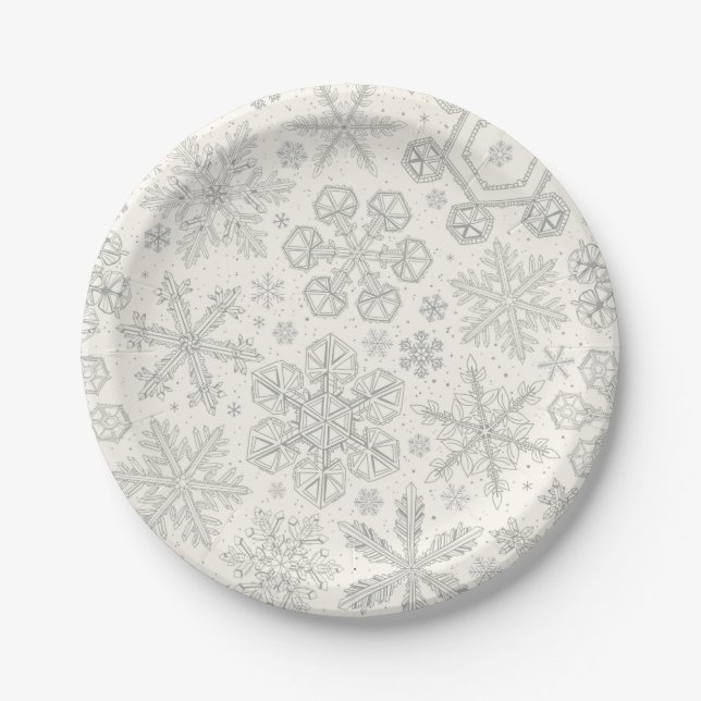Assiettes En Carton Flocon de neige (Devant)