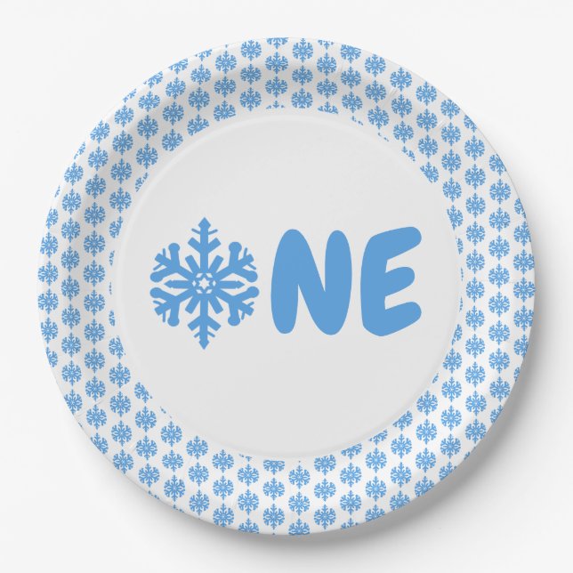 Assiettes En Carton Flocon de neige 1er anniversaire (Devant)
