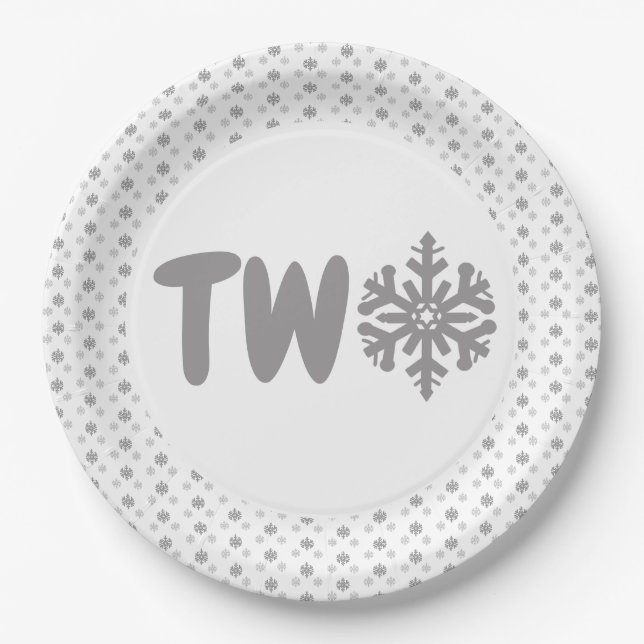 Assiettes En Carton Flocon de neige 2e anniversaire (Devant)