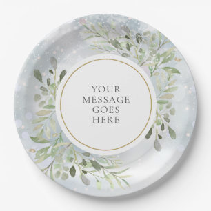 Assiettes En Carton Flocons de neige hivernaux personnalisés de verdur