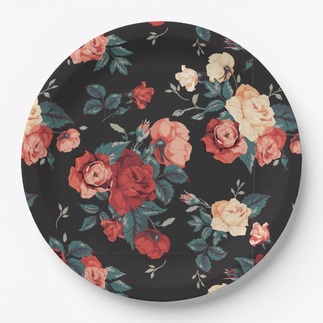 Assiettes En Carton Floral (Devant)