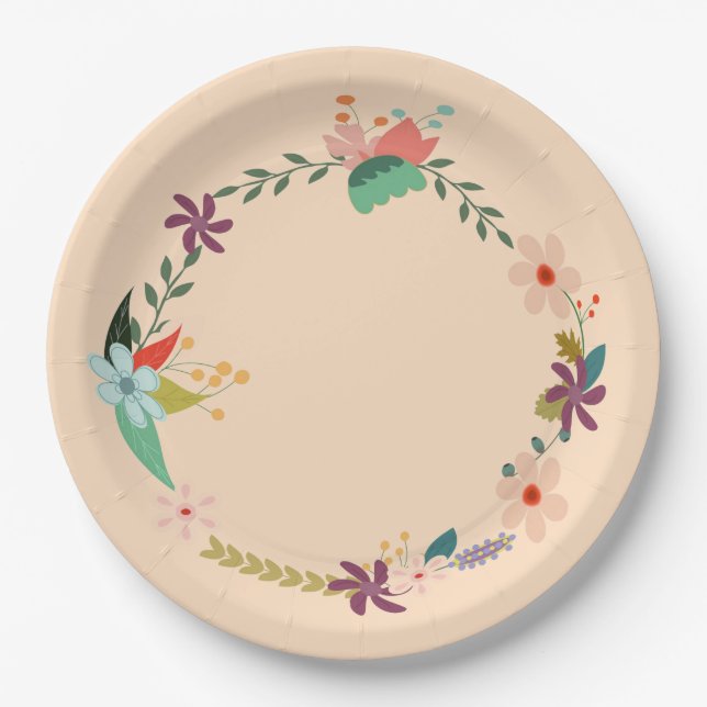 Assiettes En Carton Floral (Devant)