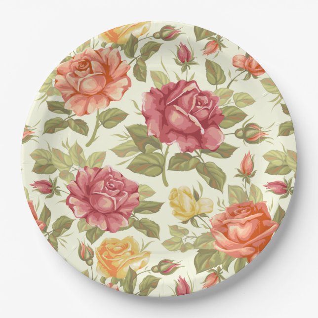 Assiettes En Carton Floral (Devant)