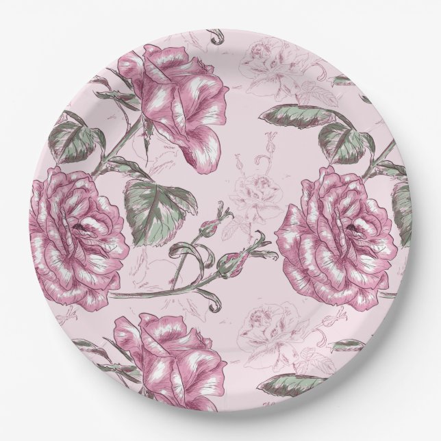 Assiettes En Carton Floral (Devant)