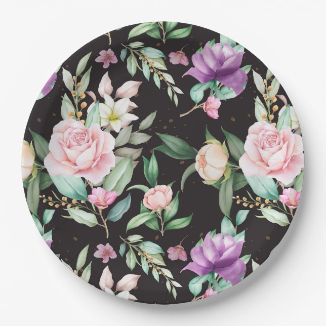 Assiettes En Carton Floral (Devant)