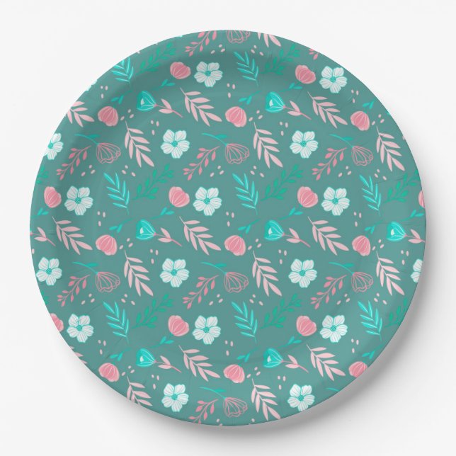 Assiettes En Carton Floral (Devant)
