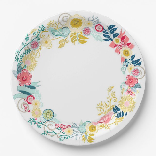 Assiettes En Carton Floral (Devant)