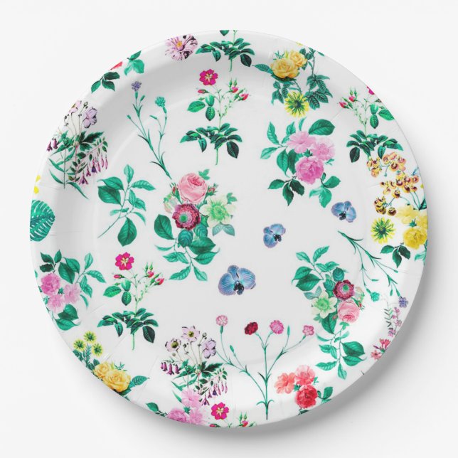 Assiettes En Carton Floral (Devant)