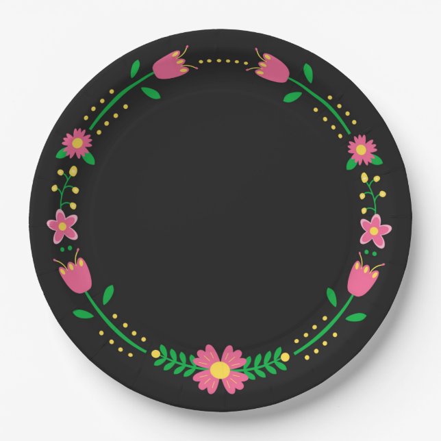 Assiettes En Carton Floral (Devant)