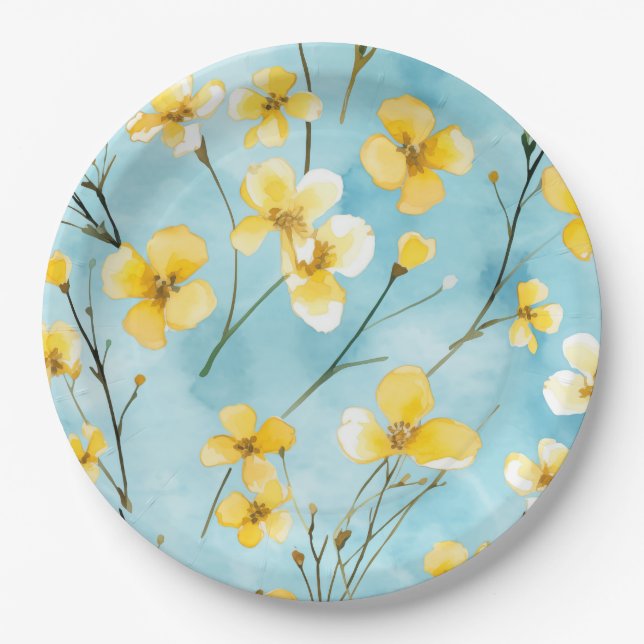 Assiettes En Carton Floral  (Devant)