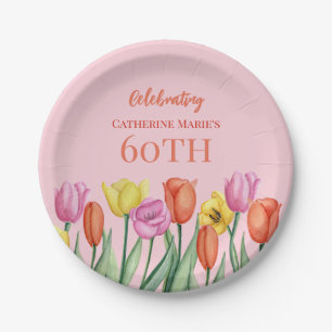 Assiettes En Carton Floral 60e anniversaire