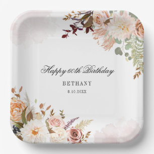 Assiettes En Carton Floral 60e anniversaire Surprise Party
