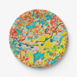 Assiettes En Carton Floral Abstrait de fleurs de cerisiers de printemp