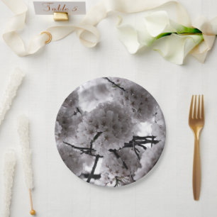 Assiettes En Carton Floral blanc