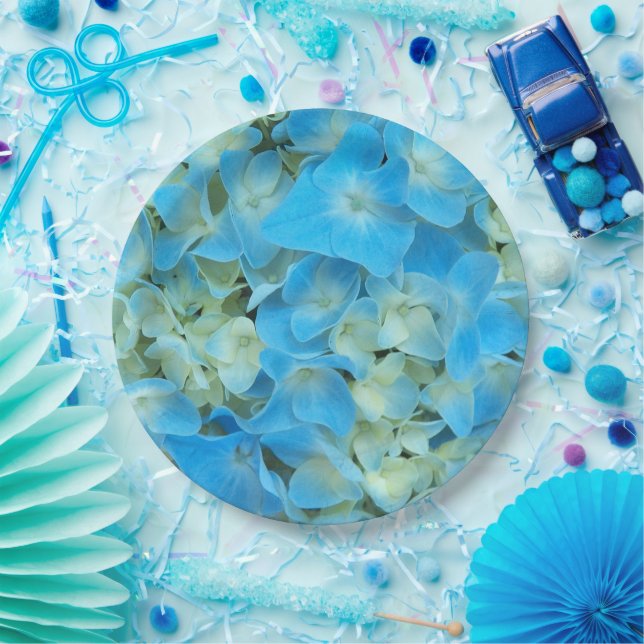 Assiettes En Carton Floral bleu français Hydrangea (Fête)