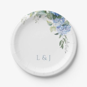 Assiettes En Carton Floral Blue and White Hydrangea Event Mariage