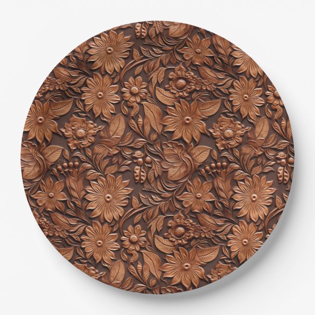 Assiettes En Carton Floral Boho Brown (Devant)