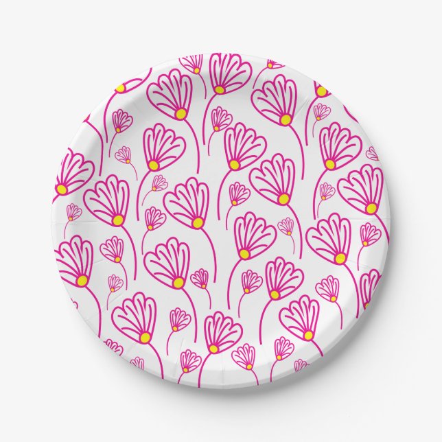 Assiettes En Carton Floral Boho Rose Fleur (Devant)