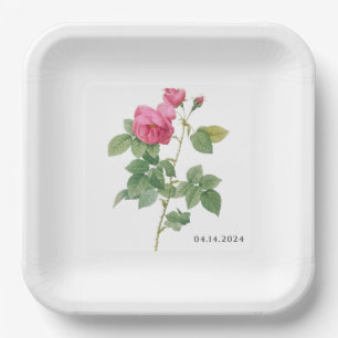 Assiettes En Carton Floral botanique rose vintage