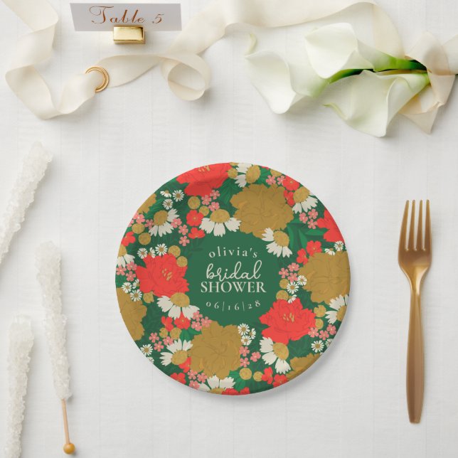 Assiettes En Carton Floral Bouquet Bridal Shower Paper Plates (Mariage)