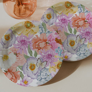 Assiettes En Carton Floral brillant