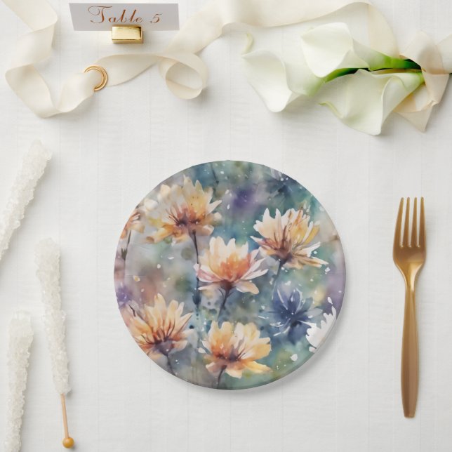 Assiettes En Carton Floral coloré (Mariage)