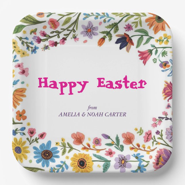 Assiettes En Carton Floral Colorful Easter BRUNCH & HUNT (Recto)