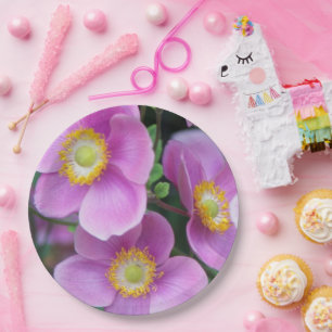 Assiettes En Carton Floral d'anémones japonais roses