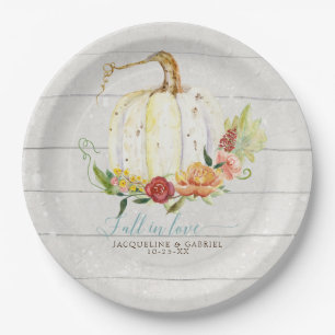 Assiettes En Carton Floral de Blush blanc Citrouille blanc Mariage de