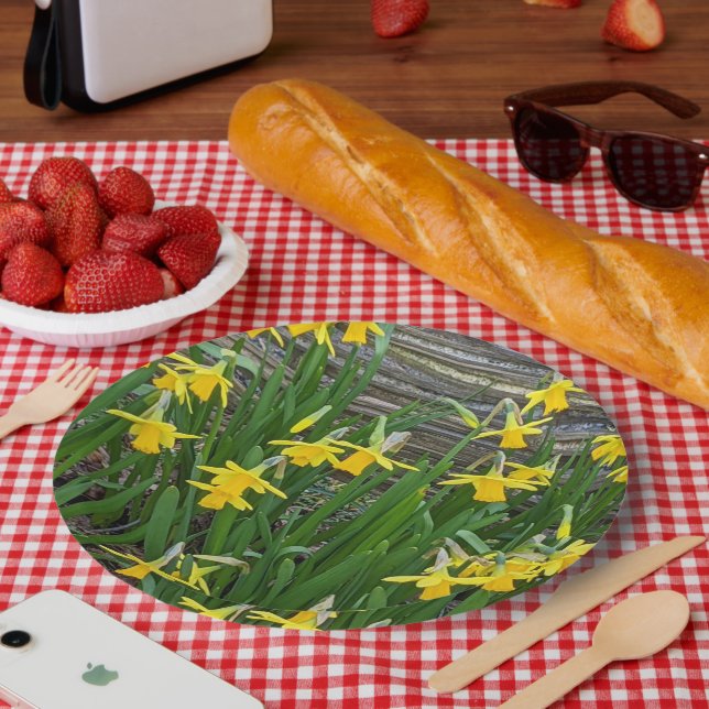 Assiettes En Carton Floral de jonquilles jaunes (Pique-nique)