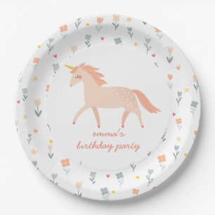 Assiettes En Carton Floral de licorne douce