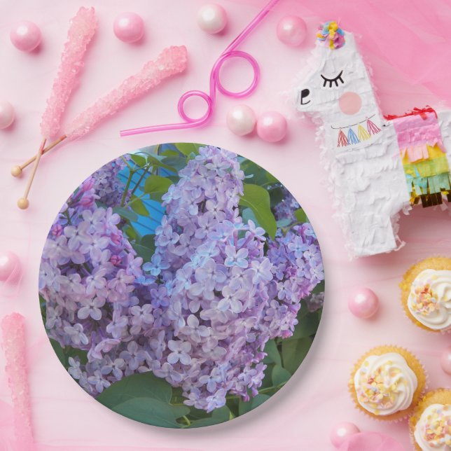 Assiettes En Carton Floral de Lilac pourpre (Fête)
