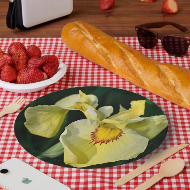 Assiettes En Carton Floral d'Iris japonais jaune (Pique-nique)