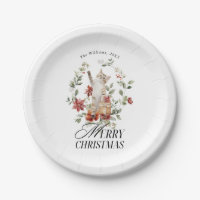 Floral Elegant Aquarelle Chat Joyeux Noël