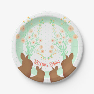 Assiettes En Carton Floral Et Lapin