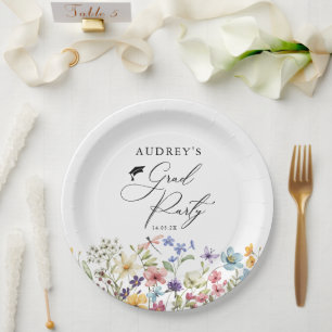 Assiettes En Carton Floral Fleur sauvage moderne Grad Party