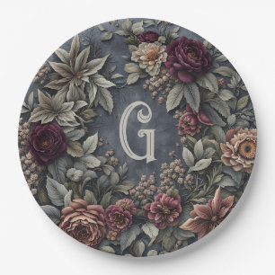 Assiettes En Carton Floral foncé et humide