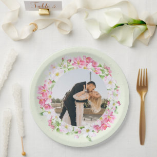 Assiettes En Carton Floral Frame Couples favoris Photo Mariage