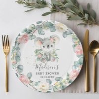 Floral Greenery Koala Baby Girl Douche Anniversair