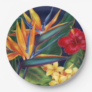 Assiettes En Carton Floral hawaïen de paradis tropical