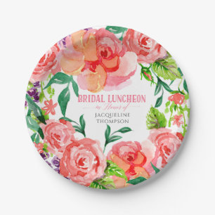 Assiettes En Carton Floral moderne de lavande de rose de déjeuner de