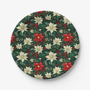 Assiettes En Carton Floral Motif de Noël
