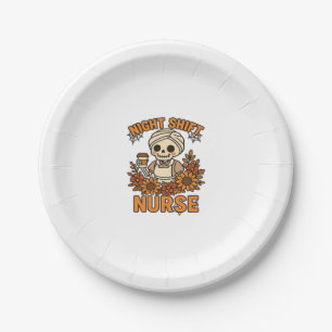 Assiettes En Carton Floral Night Shift Nurft Skeleton Halloween RN Nur