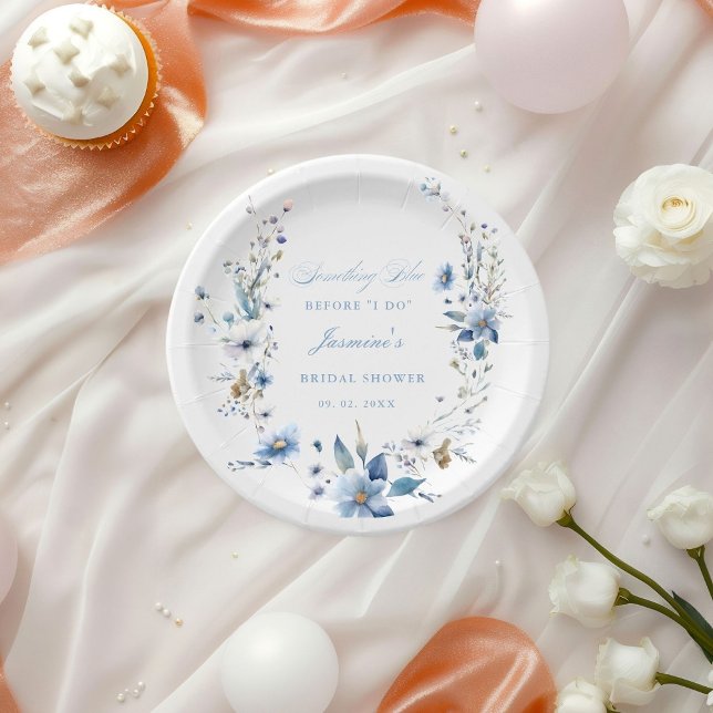 Assiettes En Carton Floral Quelque chose de bleu avant de faire Fête d (Créateur téléchargé)
