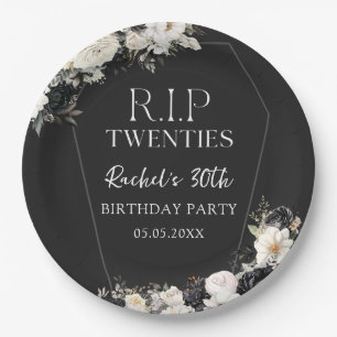 Assiettes En Carton Floral RIP Années 30e Plaques de papier d'annivers