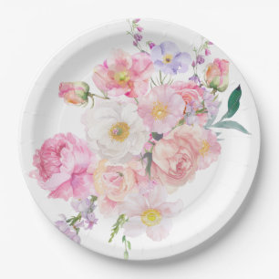 Assiettes En Carton Floral rose Eloise