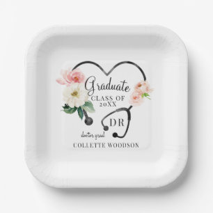 Assiettes En Carton Floral Stethoscope Docteur Grad Graduation Party