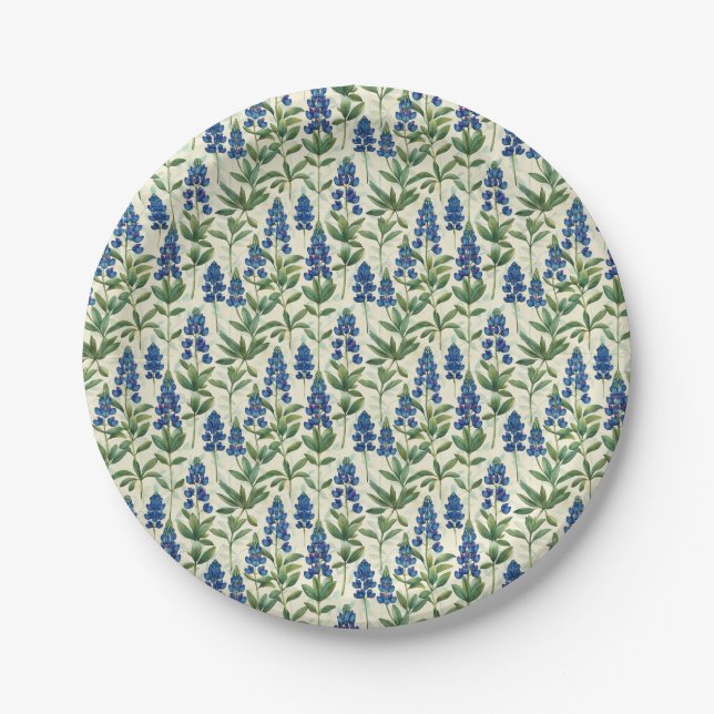 Assiettes En Carton Floral Texas Bluebonnet Paper Plates Lupine Party (Devant)